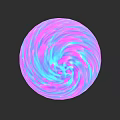Artistic Colorful Swirl Pattern Sphere Sculpture With Pink And Blue Texture