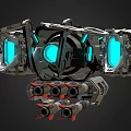 Futuristic Mechanical Device 3D Model With Metallic Structure Blue Glowing Ring And Spiked Components 3d model
