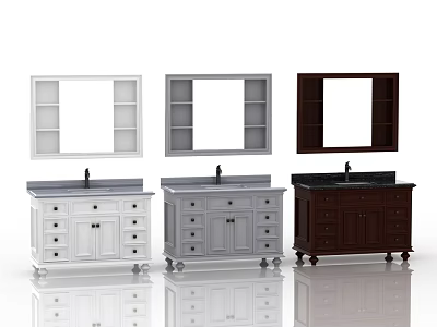 Stylish Bathroom Vanity Designs With White Grey Dark Brown Cabinets Mirror And Countertop 3d model