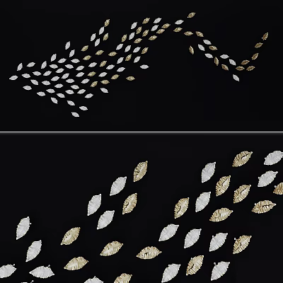 Leaf Shaped White And Gold Chandelier With Decorative Design For Interiors 3d model