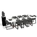 Modern Dining Table Set With Grey Chairs White Tabletop And Tableware Decorations