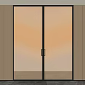 Double Glass Doors With Black Frames Vertical Striped Gradient On Wooden Wall 3d model