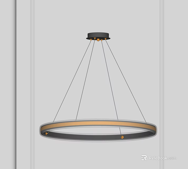 Modern Circular Hanging Chandelier Design With Black And Gold Frame 3d model