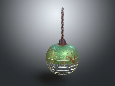 Vintage Green Chandelier With Metal Mesh Shade Chain Suspension And Decorative Design 3d model
