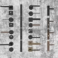 Stylish Modern Door Handles With Various Designs And Finishes On Gray Surface