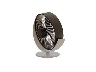 Tabletop Air Cooler Fan With Black Frame White Base Rotating Blades And Grill Design 3d model