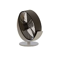 Tabletop Air Cooler Fan With Black Frame White Base Rotating Blades And Grill Design
