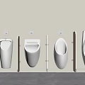 Four Different Modern Urinal Designs Wall Mounted With Wooden Partitions