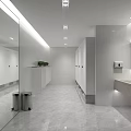 Bright Minimalist Modern Public Toilet With Marble Floor And Clean White Spacious Interior Design
