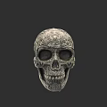 Intricate Skull Sculpture Carving With Detailed Patterns And Ornate Designs