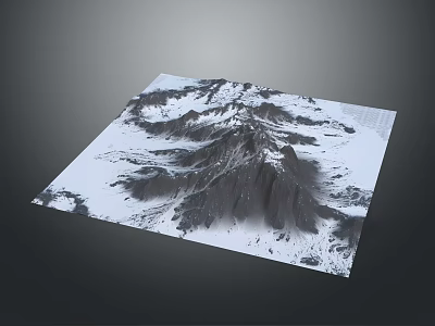 Detailed 3D Snowy Mountain Terrain with Mountain Ranges and Snow Covered Peaks 3d model
