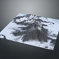 Detailed 3D Snowy Mountain Terrain with Mountain Ranges and Snow Covered Peaks
