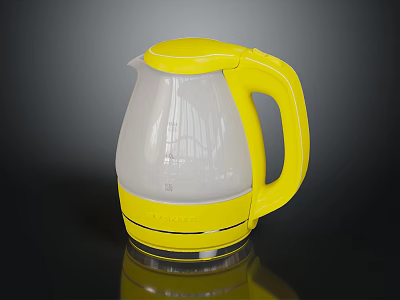 Yellow And White Electric Kettle With Transparent Body Modern Design For Daily Use 3d model