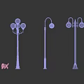 Outdoor Lights Featuring Various Lamp Post Designs And Single Multiple Bulb Styles 3d model