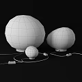 Modern Dining Table Decor With White Spherical Lamps And Lighting Fixtures
