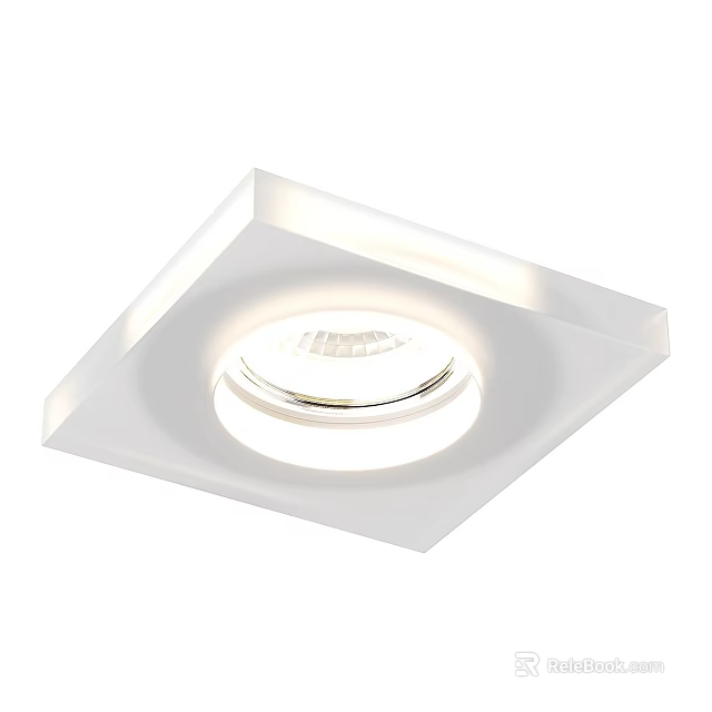 Modern Minimalist Square Flush Mount Ceiling Light With White Finish Round Light Soft Glow 3d model 