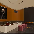 Modern Luxury KTV Lounge With Comfortable Sofa Round Bar Stools And Ambient Lighting