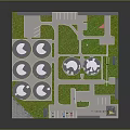 Industrial Storage Tank Facility Layout With Green Areas Vehicles And Equipment Model