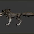 3D Rendered Ferocious Wolf Like Creature With Fluffy Fur Open Mouth And Sharp Claws