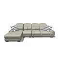 Light Gray L Shaped Sectional Sofa With Striped Pillows For Living Room 3d model