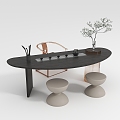 modern tea table and chair 3d model