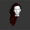 Character White Head Model with Long Red Hair and Braided Hairstyle