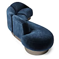 Elegant Navy Blue Velvet Curved Sectional Sofa With Modern Metal Base