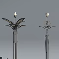 Modern Outdoor Street Lights With Metal Poles And Petal Shaped Tops
