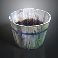 Rustic Wooden Bucket With Striped Design For Home Decor And Storage