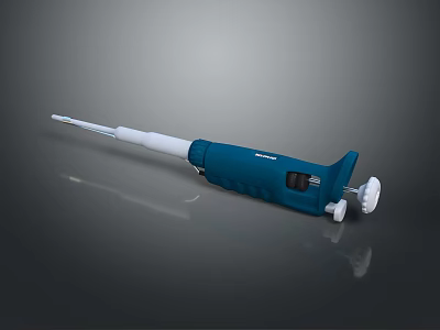 Blue And White Laboratory Pipette With Adjustable Volume And Ergonomic Handle 3d model