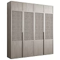 Modern Wooden Wardrobe With Woven Texture Panel Doors And Light Wood Finish