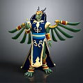Mythical Creature Character Design With Green Body Blue Robe Yellow Accents And Horns