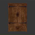 Traditional Wooden Cabinet With Two Doors One Drawer And Black Metal Accents