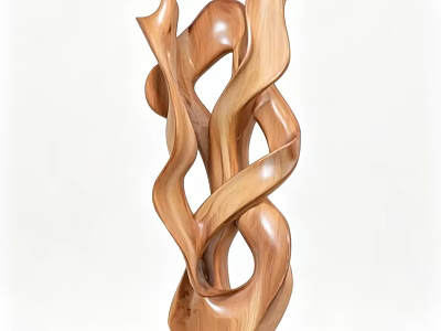 Decorative Wooden Ornament Set with Twisted Spiral Design for Home Interior Artistic Decoration 3d model