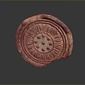 Antique Round Ceramic Household Item Featuring Intricate Floral Carved Pattern