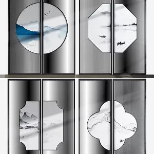 New Chinese-style partition screen partition combination 3d model
