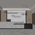 Company front desk front desk reception area front desk background wall computer chandelier 3d model