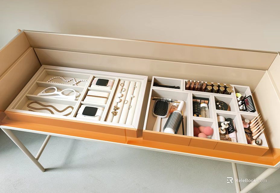 Organized Jewelry Storage Box with Multiple Compartments for Necklaces Bracelets Earrings and Watches 3d model 