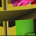 Yellow Birdcage With Green Plants And Gift Boxes With Red Yellow Flowers On Blue Background