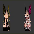 Stylish High Heels With Decorative Butterfly Wings In Black And Pink Designs