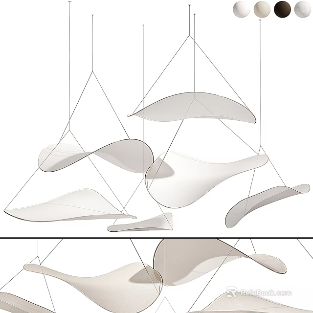 Modern Minimalist Chandelier With Irregular White Hanging Shapes For Interior Spaces 3d model 