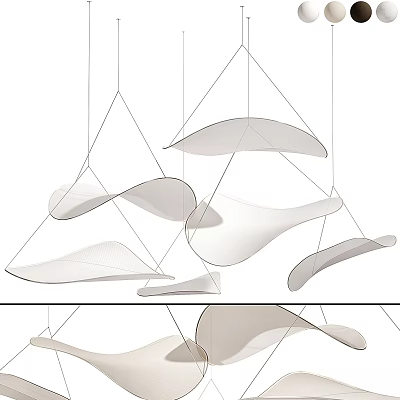 Modern Minimalist Chandelier With Irregular White Hanging Shapes For Interior Spaces 3d model