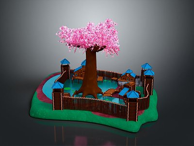 Cartoon Landscape Animation Landscape Rural Landscape Painting Outdoor Landscape Rural Landscape 3d model