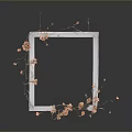 Elegant Lighting Combination with Square Frame Orange Flower Branches and Dark Background Reflection