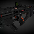 Tactical Assault Rifle With Holographic Sight Black Body Orange Grip Modern Weapon Design
