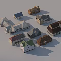 Various Styles Detached House Models With Different Roof Colors And Designs