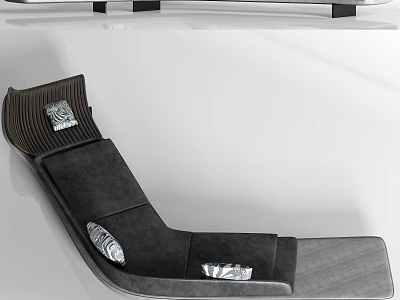 Modern L Shaped Sectional Sofa With Dark Fabric And Wooden Accents 3d model