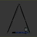 Green Triangular Tent Style Furniture With Blue Mat And Small Potted Plant