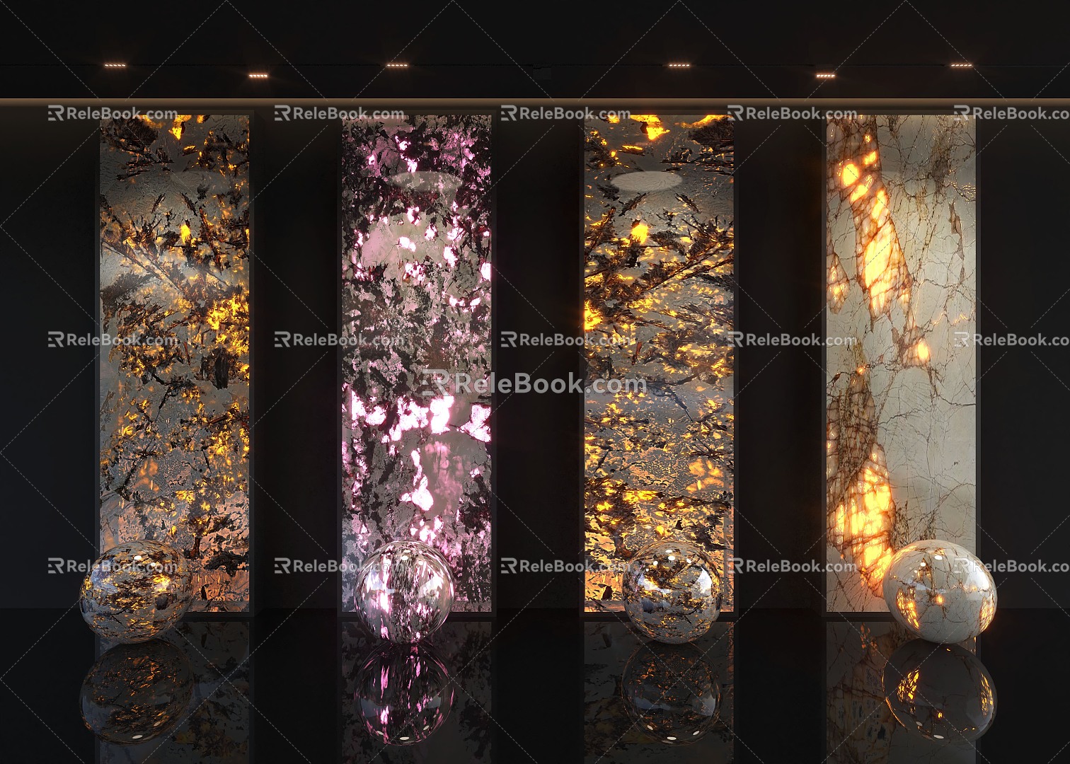 Transparent stone background wall model