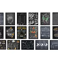 Various Chalkboard Cards With Hand Drawn Illustrations And Diverse Designs 3d model